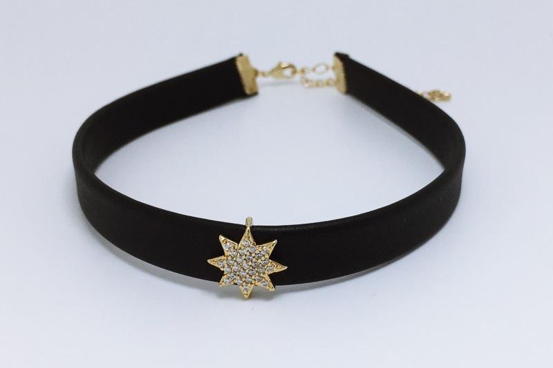 [Ozel] Daily Point Glossy Brass Cubic Necklace