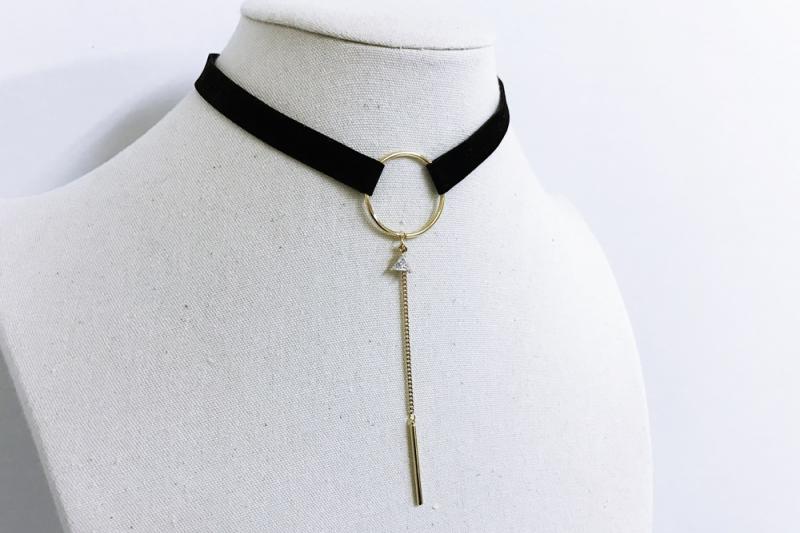 [Ozel] Layered Glossy Brass Cubic Necklace