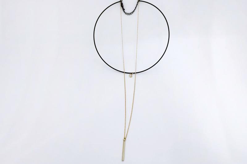 [Ozel] Feminine Glossy Brass Cubic Necklace