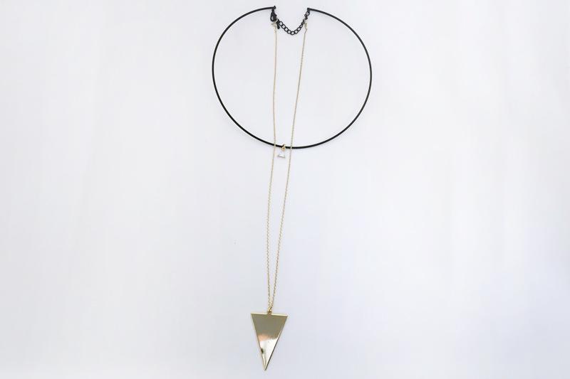 [Ozel] Elegant Glossy Brass Cubic Necklace