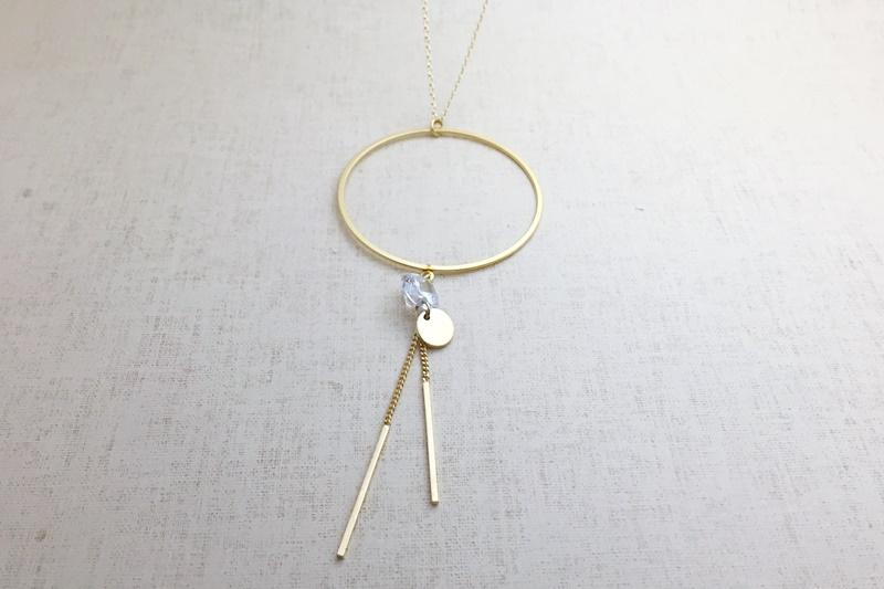 [Ozel] Layered Glossy Brass Cubic Necklace