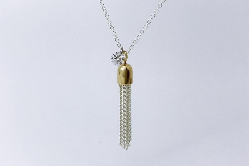 [Ozel] Shiny BRASS Cubic Zirconia Necklace