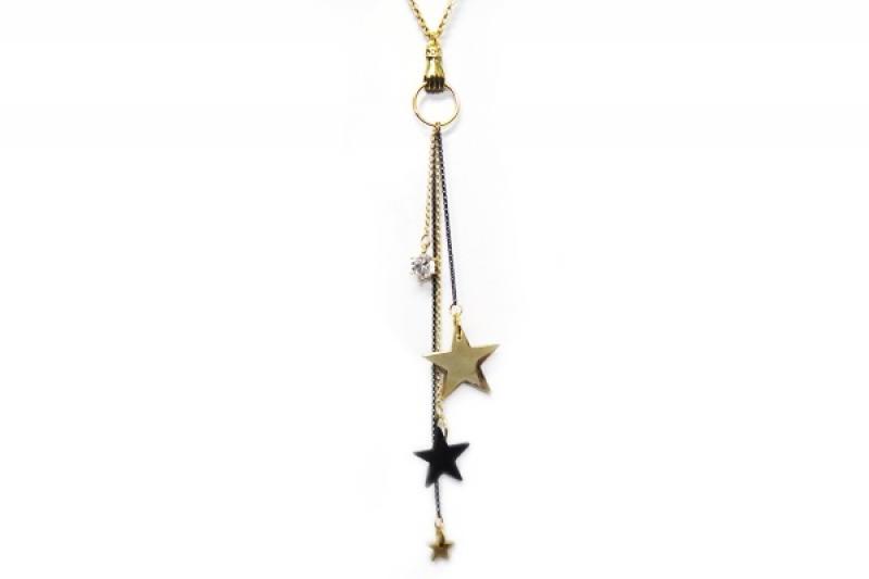 [Ozel] Chic Point Glossy Brass Cubic Necklace