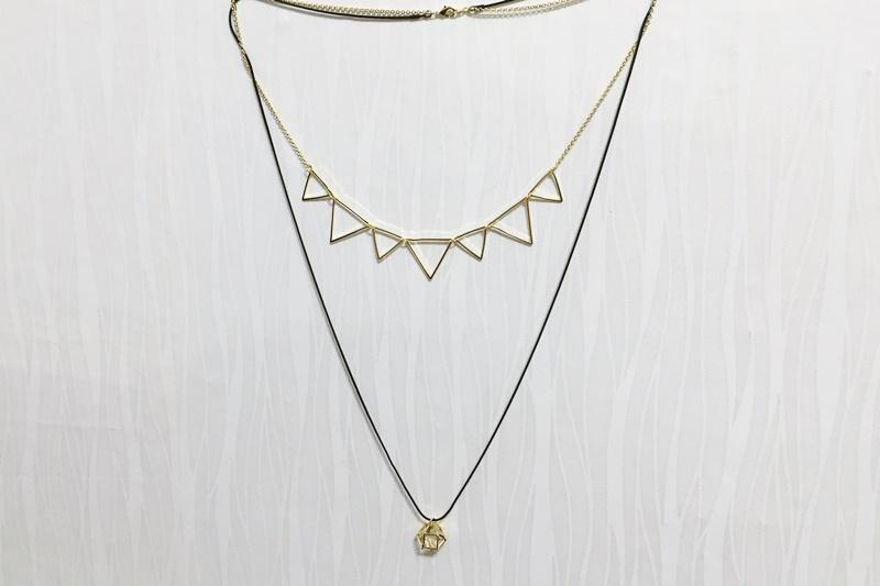 [Ozel] Daily Point Glossy Brass Cubic Necklace