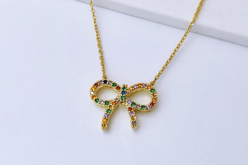 [Ozel] Shiny BRASS Cubic Zirconia Necklace