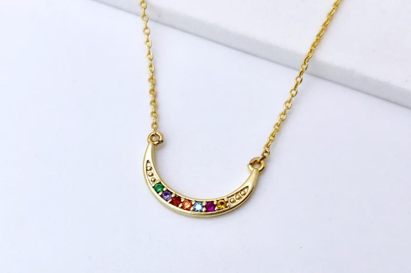 [Ozel] Girlfriend Gift Glossy Brass Cubic Necklace