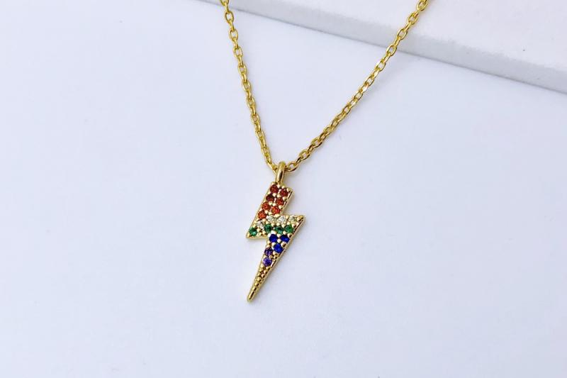 [Ozel] Simple Minimal Glossy Brass Cubic Necklace