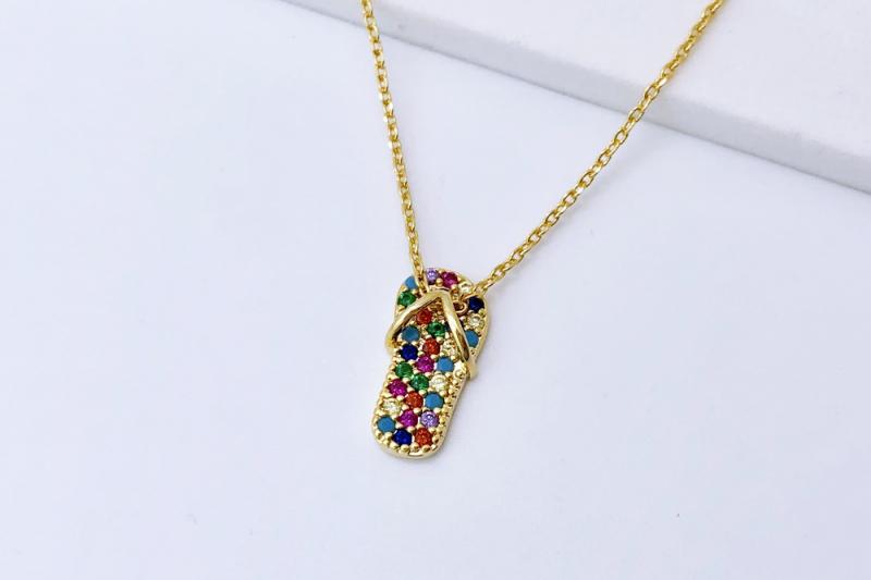 [Ozel] Statement Look Glossy Brass Cubic Necklace