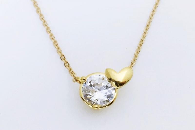 [Ozel] Casual Mood Glossy Brass Cubic Necklace