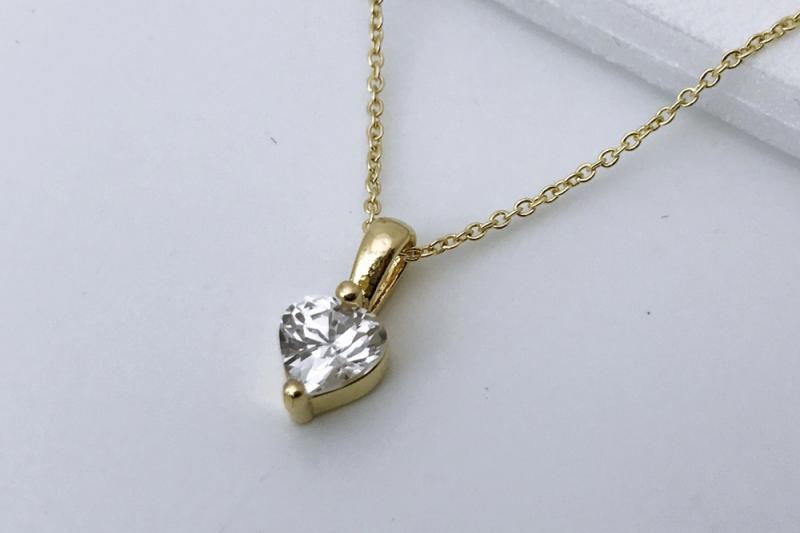 [Ozel] Wedding Guest Look Glossy Brass Cubic Necklace