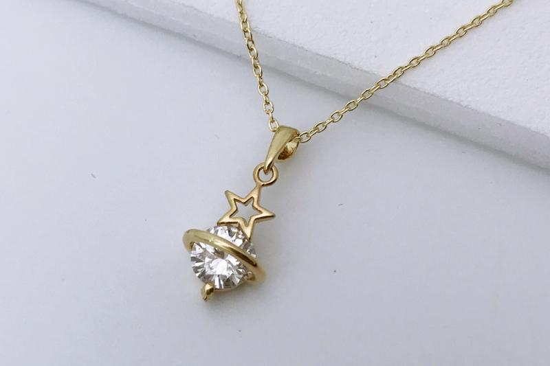 [Ozel] Layered Glossy Brass Cubic Necklace