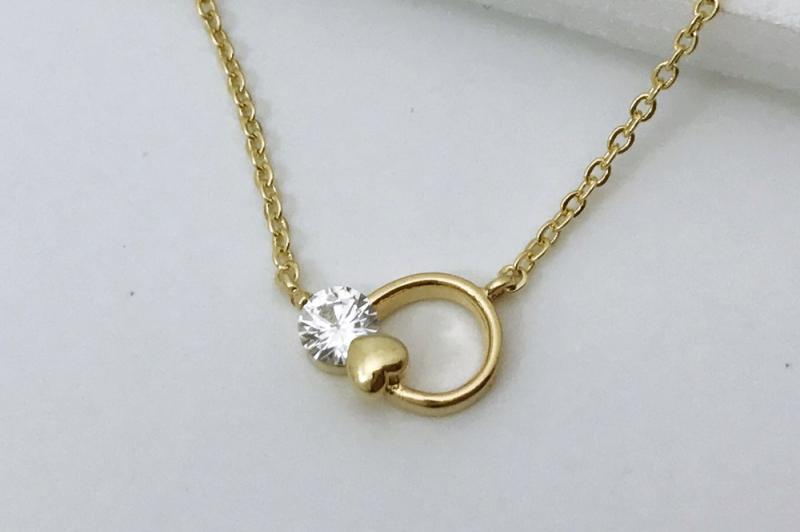 [Ozel] Wedding Guest Look Glossy Brass Cubic Necklace