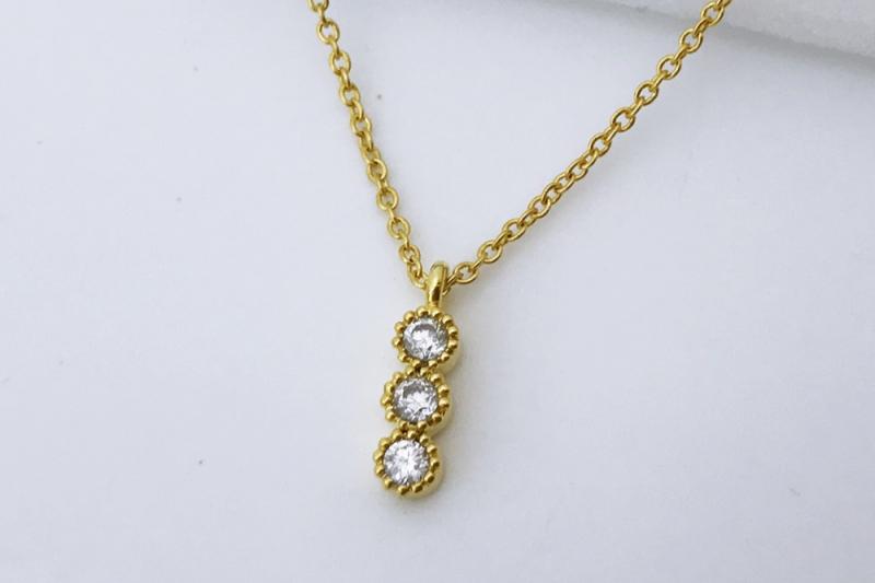 [Ozel] Layered Glossy Brass Cubic Necklace