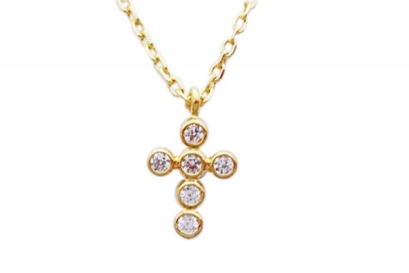 [Ozel] Vintage Vibe Glossy Brass Cubic Necklace