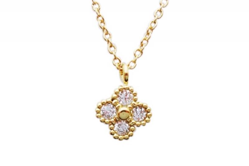 [Ozel] Vintage Vibe Glossy Brass Cubic Necklace