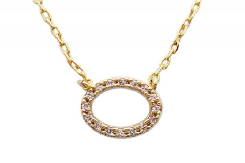 [Ozel] Wedding Guest Look Glossy Brass Cubic Necklace