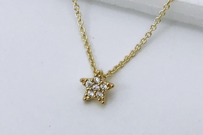 [Ozel] Daily Point Glossy Brass Cubic Necklace