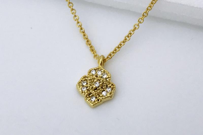 [Ozel] Daily Point Glossy Brass Cubic Necklace