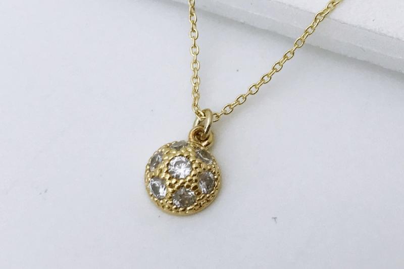 [Ozel] Simple Minimal Glossy Brass Cubic Necklace