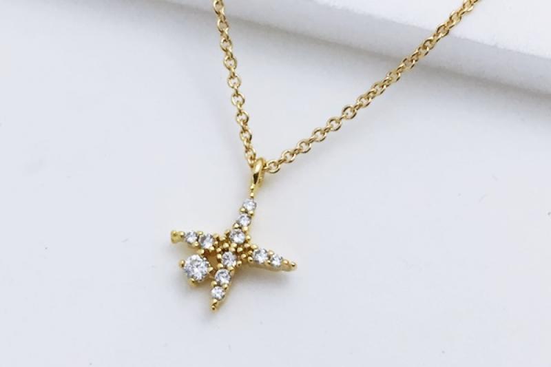 [Ozel] Feminine Glossy Brass Cubic Necklace