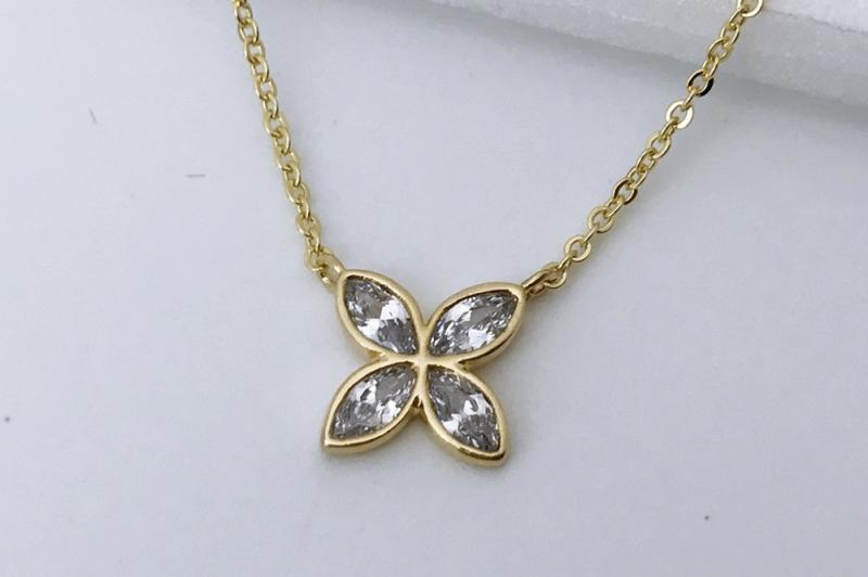 [Ozel] Girlfriend Gift Glossy Brass Cubic Necklace