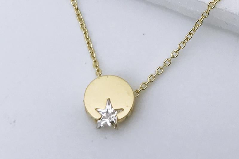 Necklace [Ozel] Elegant Glossy Brass Cubic