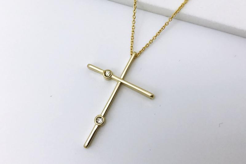 Cubic Necklace [Ozel] Elegant Glossy Brass
