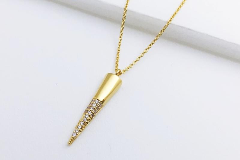 Glossy Brass Cubic Necklace