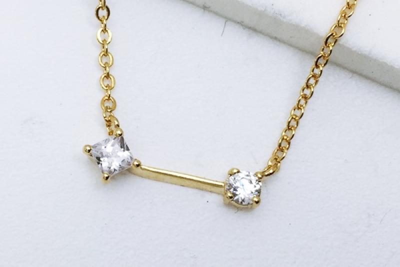 [Ozel] Layered Glossy Brass Cubic Necklace [Ozel] Casual Mood