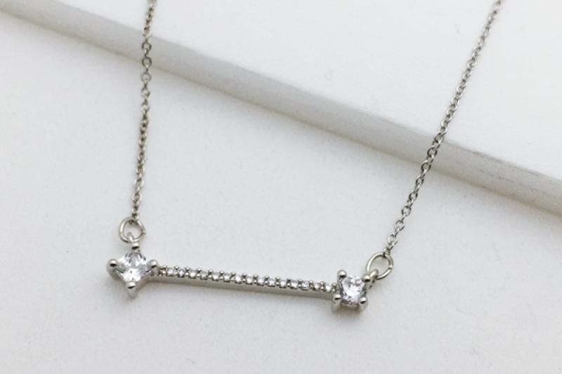 Glossy Brass Cubic Necklace [Ozel] Subtle Charm Glossy Brass Cubic Necklace