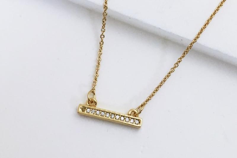 [Ozel] Layered Glossy Brass Cubic Necklace