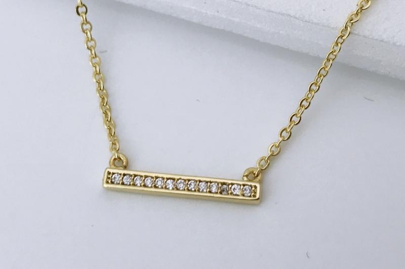 [Ozel] Girlfriend Gift Glossy Brass Cubic Necklace