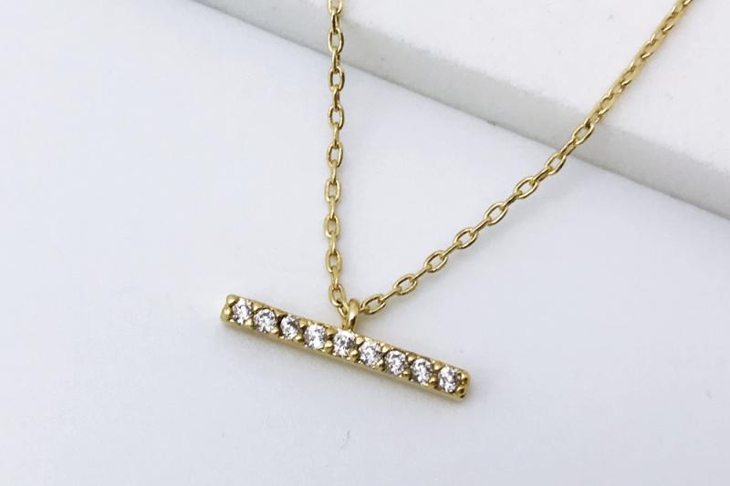 [Ozel] Simple Minimal Glossy Brass Cubic Necklace