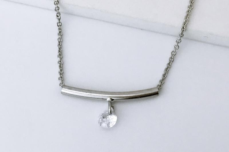 [Ozel] Layered Glossy Brass Cubic Necklace