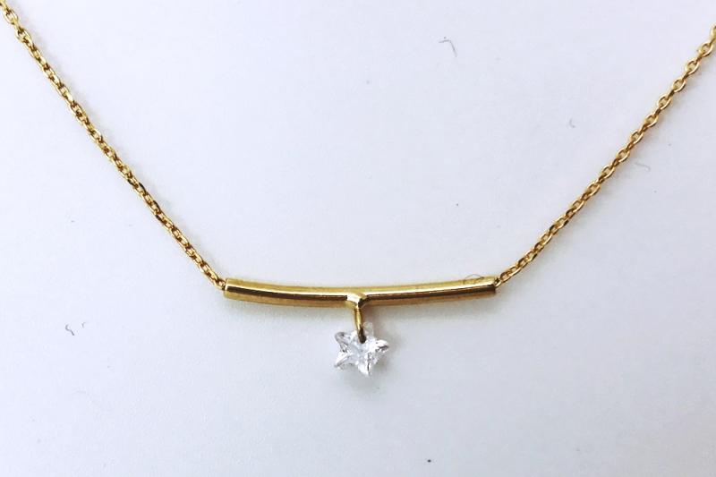 [Ozel] Elegant Glossy Brass Cubic Necklace