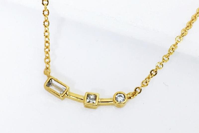 [Ozel] Sensual Glossy Brass Cubic Necklace