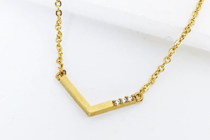 [Ozel] Feminine Glossy Brass Cubic Necklace