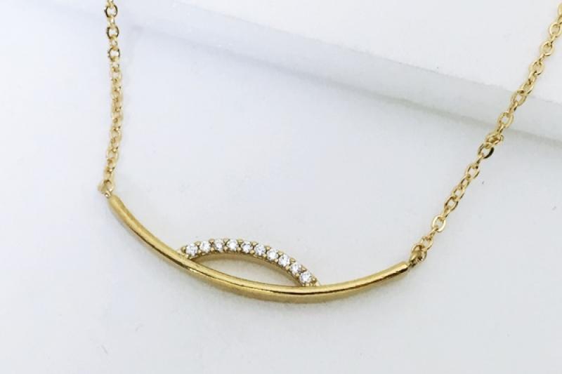 [Ozel] Trendy Glossy Brass Cubic Necklace [