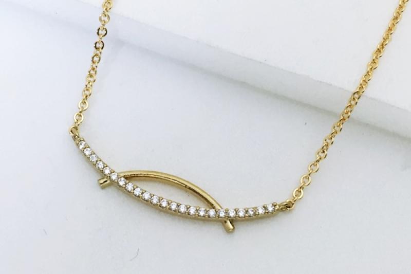 [Ozel] Girlfriend Gift Glossy Brass Cubic Necklace