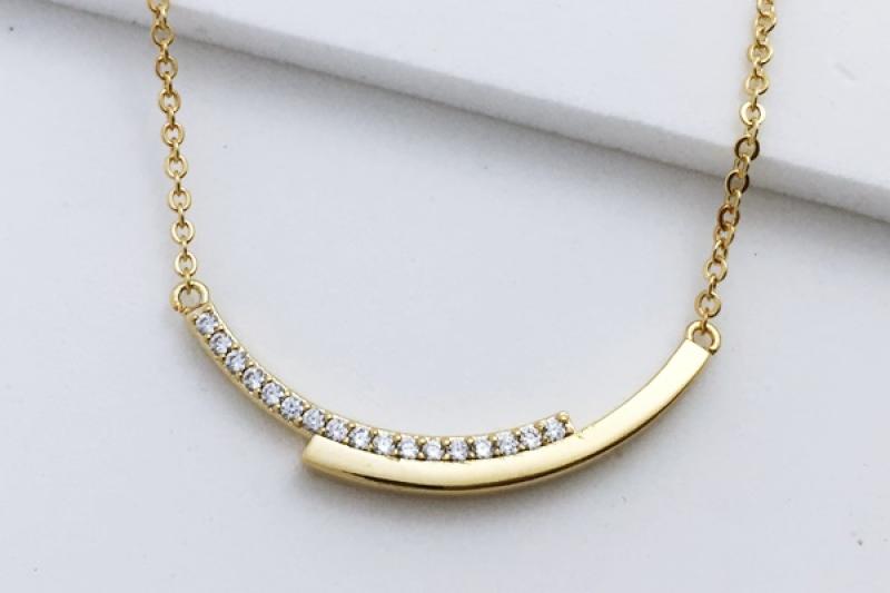 [Ozel] Layered Glossy Brass Cubic Necklace