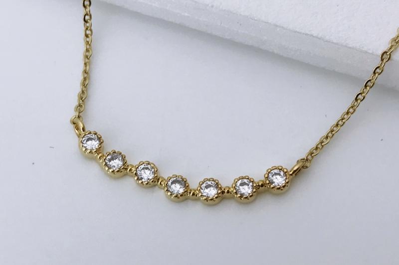 [Ozel] Vintage Vibe Glossy Brass Cubic Necklace