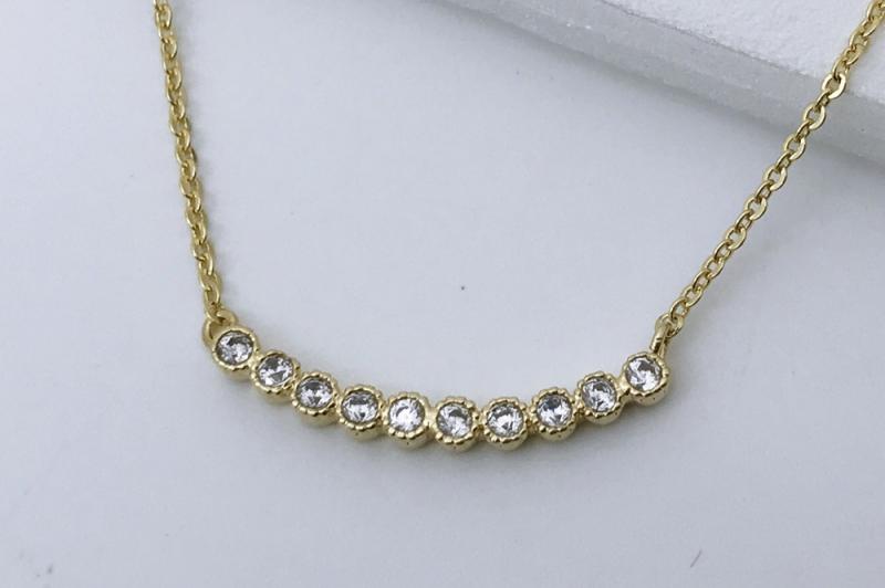 [Ozel] Wedding Guest Look Glossy Brass Cubic Necklace