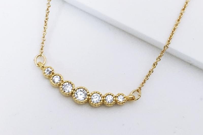 [Ozel] Luxurious Glossy Brass Cubic Necklace