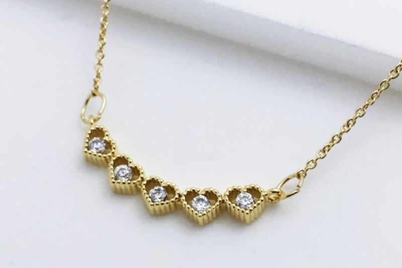 [Ozel] Daily Point Glossy Brass Cubic Necklace