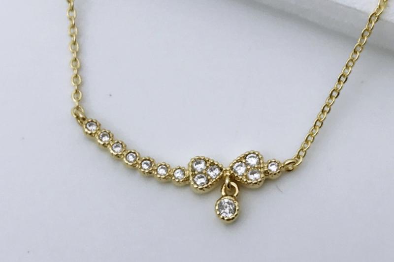 [Ozel] Layered Glossy Brass Cubic Necklace