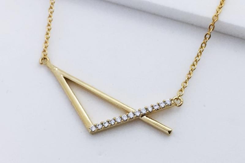 Glossy Brass Cubic Necklace [Ozel] Chic Point Glossy Brass Cubic Necklace [Ozel