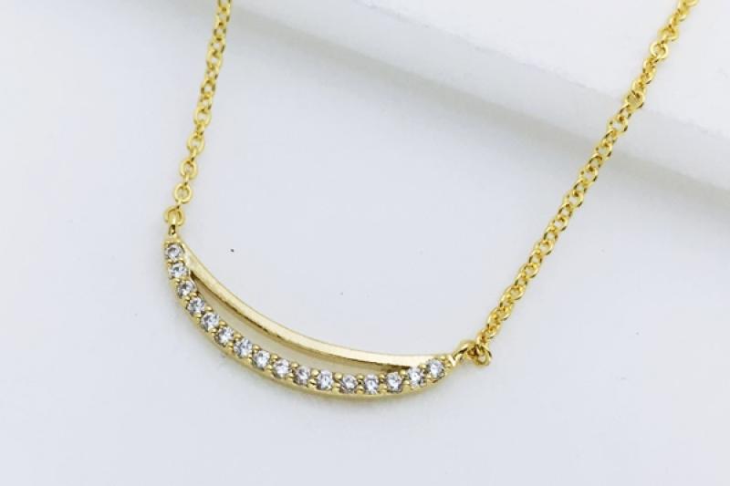 [Ozel] Vintage Vibe Glossy Brass Cubic Necklace