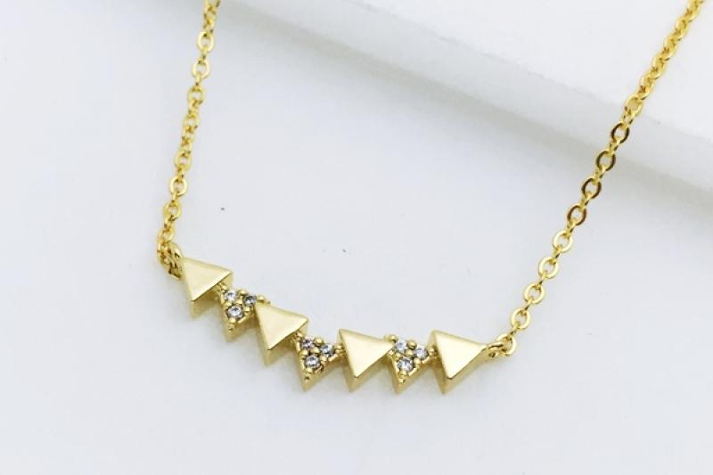 [Ozel] Layered Glossy Brass Cubic Necklace