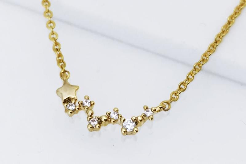 [Ozel] Simple Minimal Glossy Brass Cubic Necklace
