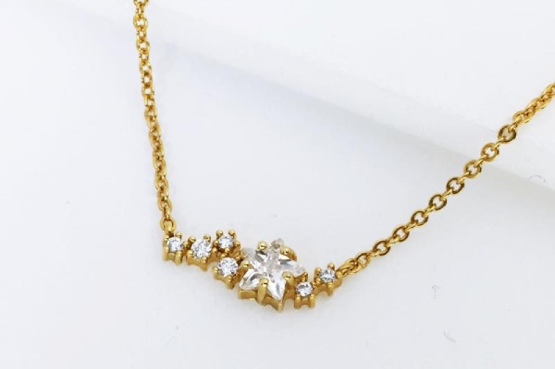 [Ozel] Trendy Glossy Brass Cubic Necklace